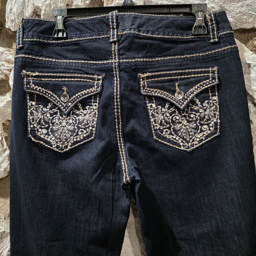 Nine West Jeans Women’s Size 10 Blue Stretch Denim Mid Rise Embellished Pockets